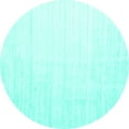 thumbnail image 1 of Ahgly Company Machine Washable Indoor Round Solid Turquoise Blue Modern Area Rugs, 5' Round, 1 of 1