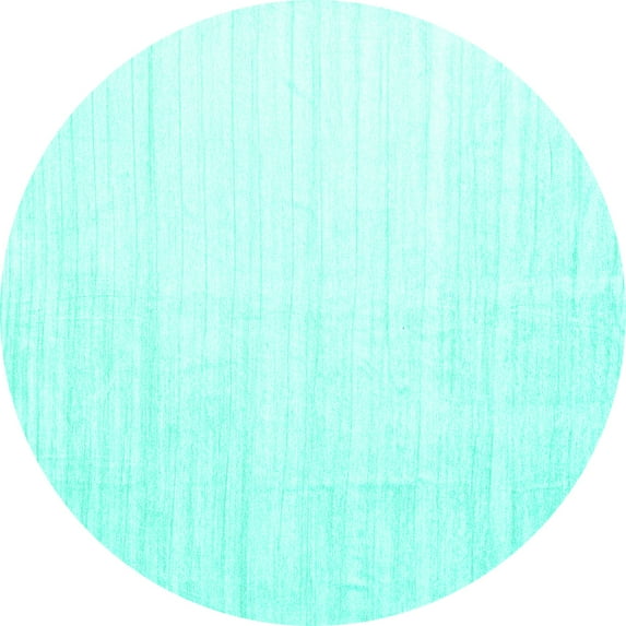 Ahgly Company Machine Washable Indoor Round Solid Turquoise Blue Modern Area Rugs, 5' Round