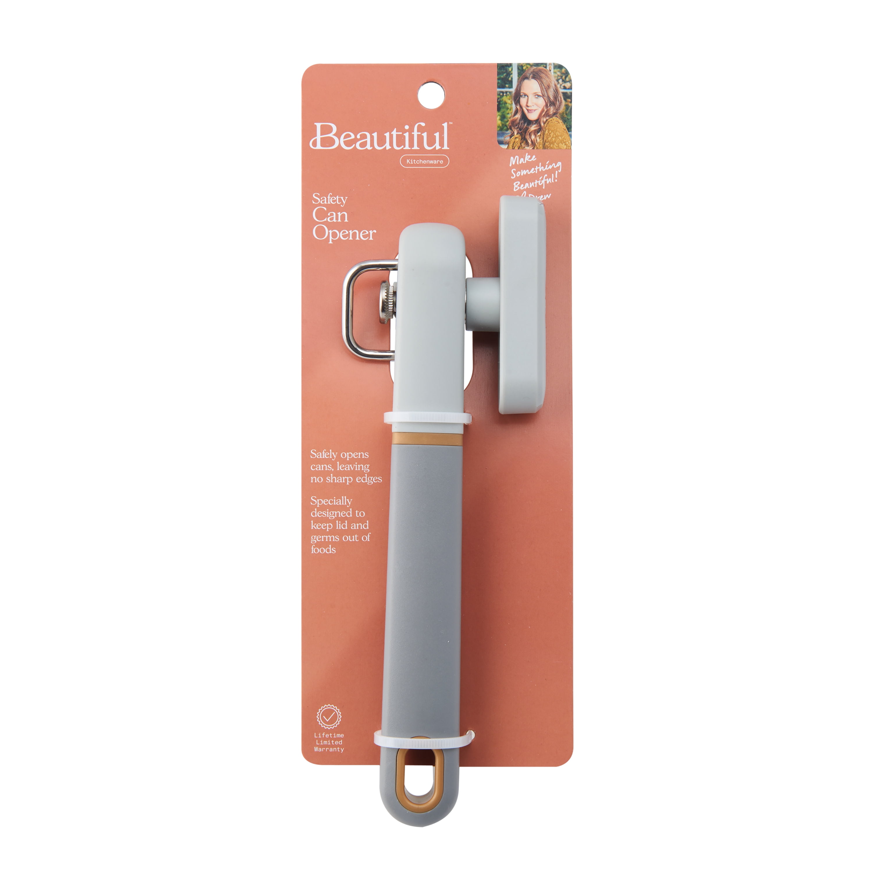 Beautiful Safety Smooth Edge Can Opener in Grey Smoke by Drew Barrymore