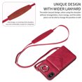 thumbnail image 3 of for iPhone XS Max PU Leather Back + TPU Frame Rugged Case, Classic 360 Rotating Ring Kickstand Card Slots Shoulder Strap Drop Protective Slim Fit Shockproof Phone Case Cover, Red, 3 of 12