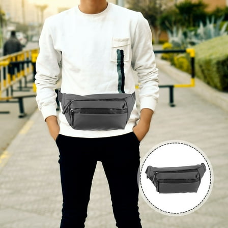 PTOOTP  Casual Fanny Pack Grey Theft Prevention Quick Access Fashionable Belt Bag for Men Women