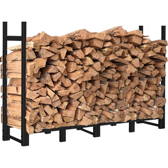 8ft Firewood Rack Outdoor Adjustable Heavy Duty Wood Rack Fire Wood Holder for Indoor Storage Fireplace Metal Lumber Organizer Stand Stacker,