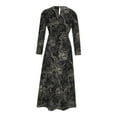 thumbnail image 2 of Robe à Manches Longues pour Femmes en Coton et Lin à Imprimé, Robe Musulmane de Printemps et d'Automne, Robe à Manches Longues pour Femmes à Fleurs avec Boutons, 2 of 8