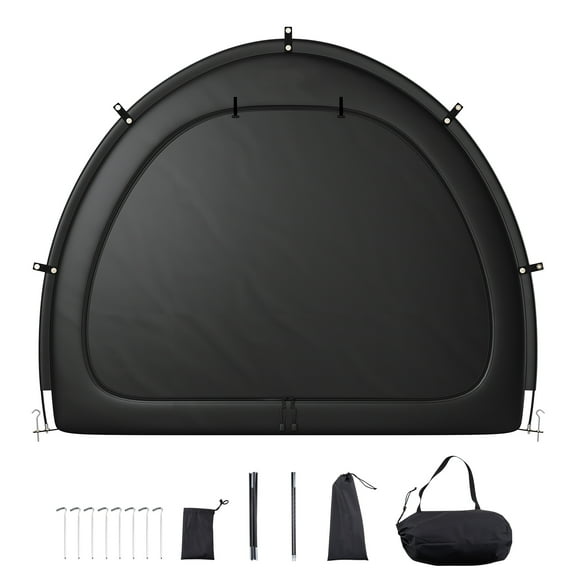 KFFKFF Outdoor Bike Shelter, Holds 4-5 Bicycles, Spacious Tent with Ventilation Window, Water-Resistant Fan-Shaped Design, Durable Fiberglass Frame & Double Zippers, Suitable for Bikes