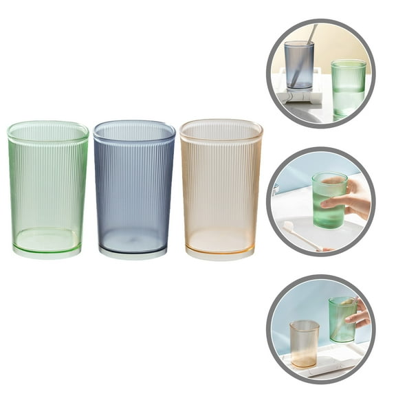 PBPBOX 3pcs Portable Bathroom Cups Reusable Plastic Small Cups Assorted Color Easy to Clean