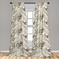 thumbnail image 2 of Floral Boho Window Curtains, Vintage Color Palette Leaves Greenery with Bohemian Flowers Dreamy Art, Lightweight Decor 2-Panel Set with Rod Pocket, Pair of - 28"x63", Eggshell Dried Rose, by Ambesonne, 2 of 3