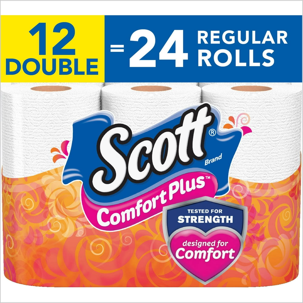 Scott ComfortPlus Toilet Paper, 12 Double Rolls, Bath Tissue Walmart