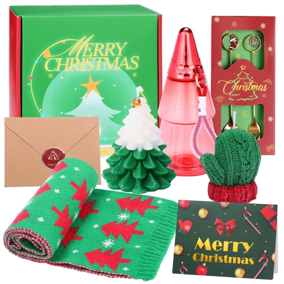 Tumao Christmas Gifts Set for Mum Scented Candle with Scarf Xmas Tree Water Bottle Relaxing Self Care Gifts Box Pamper Kit Xmas Presents for Women Mum