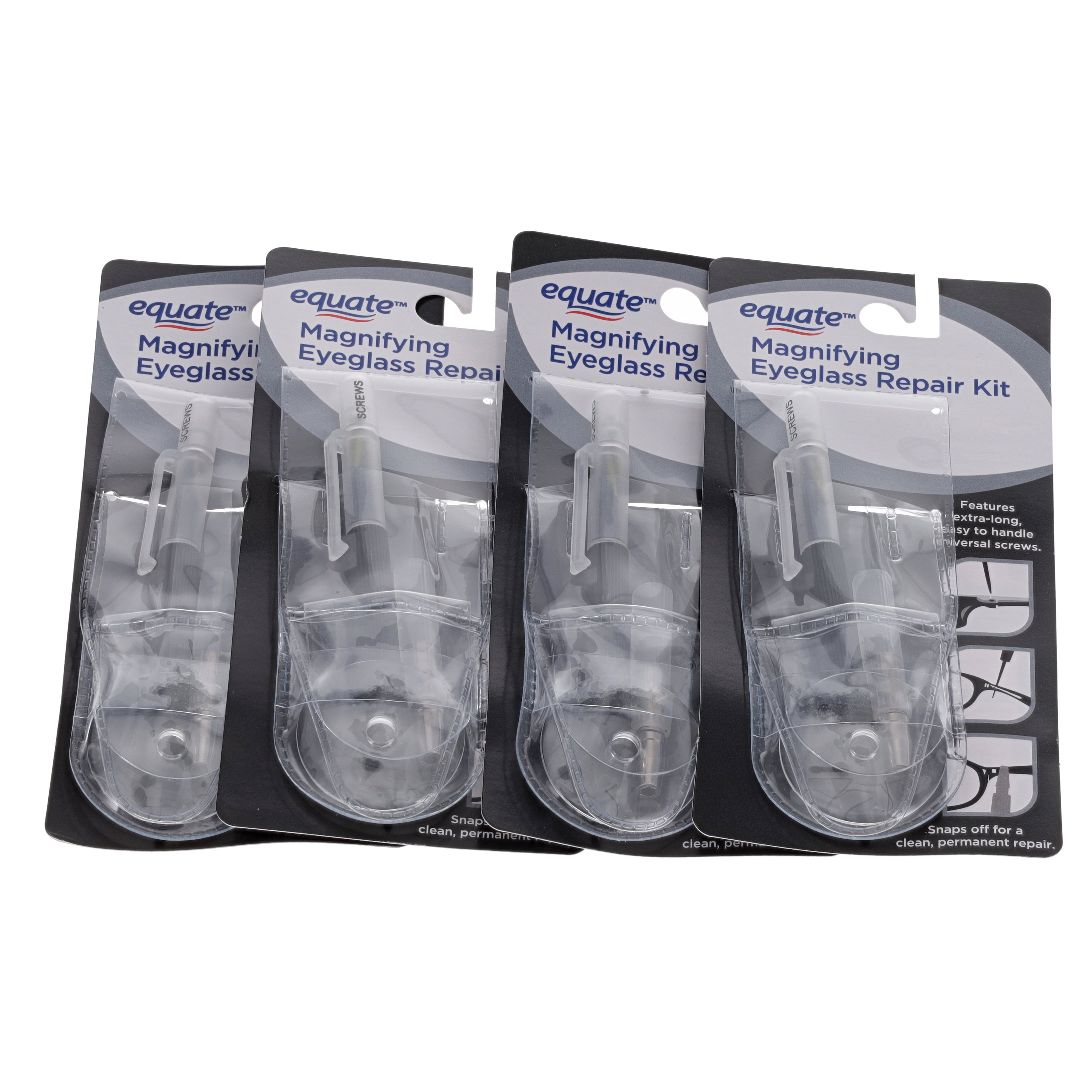 (3 pack) Equate Magnifying Eyeglass Kit with Metal Screws, Screwdriver, Magnifier, and Storage Pouch, 1 Count