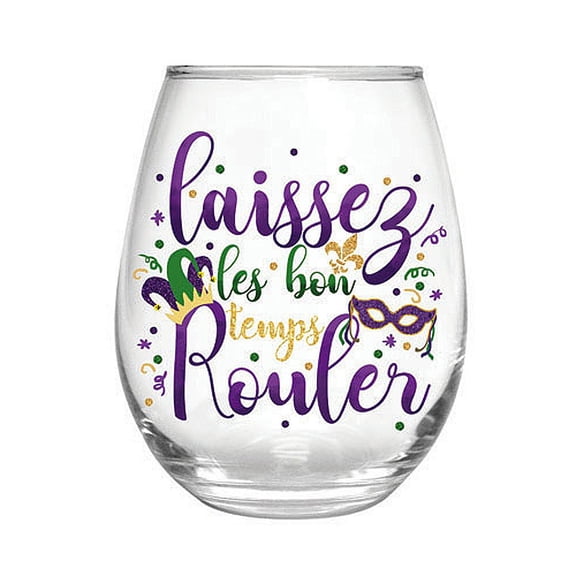 17 OZ Stemless Glass w/Box, Laissez les bon temps Rouler