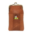 thumbnail image 2 of Genuine Leather Tan Cigarette Case Holder Slim Pack Regular or 100's & Lighter Pocket with Metal Twist Clasp Tan, 2 of 6