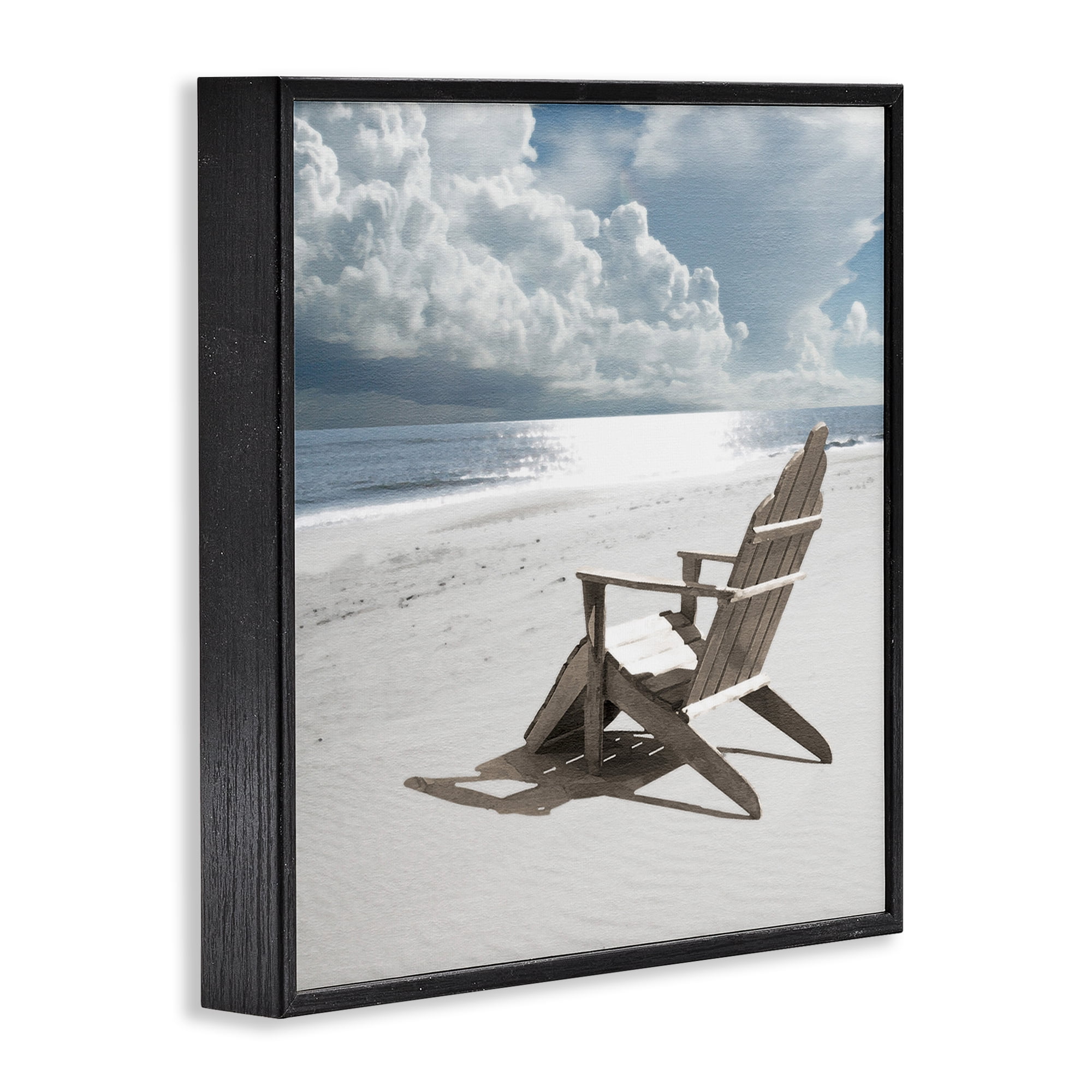 Stupell Industries Rolling Clouds Beach Coastal Photography Black Framed Art Print Wall Art, 12 x 12