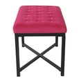thumbnail image 4 of HomePop Ottomane Capitonnée Moderne en Bois et Velours, Fini Rose Foncé, 4 of 10
