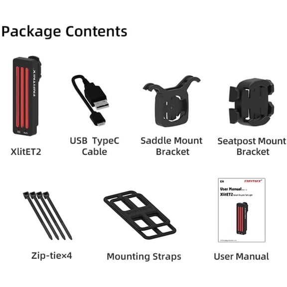 Smart Bike Tail Light with Brake Sensing, IPX6 Waterproof LED Rear Light for Bicycles