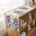 thumbnail image 6 of Purple Iris 108 Inch Table Runner, Spring Vintage Butterfly Leaves Flowers Beige Farmhouse Dresser Scarf Cotton & Linen Tablerunner for Dining/Kitchen Island/Holiday Party Décor 13" x 108", 6 of 9