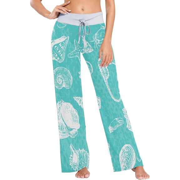 GZHJMY Women's Pajama Pants Line Drawing Shells Comfy Stretch Sleepwear Womens Wide Leg Pants Casual Loose Yoga Sweatpants Comfy Lounge Pajama, X-Large
