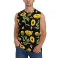 thumbnail image 2 of Lsque Bees and Sunflowers Print Men's Cotton Blend Sleeveless Muscle Shirts (S-3XL)- Moisture Wicking, Odor Protection, UPF 30+,Medium, 2 of 8