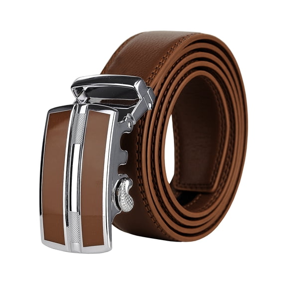 NYFASHION101 Men's Genuine Leather Ratchet Dress Trim to Fit Belt with Automatic Buckle, DS7892, Gray, X-Large