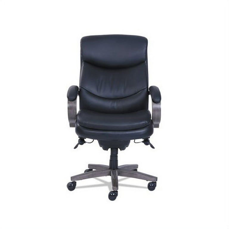 Woodbury High Back Executive Chair Supports up to 300 lbs. Black Seat Black Back Weathered Gray Base