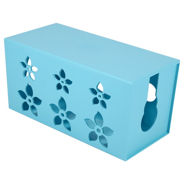 Caja de almacenamiento de gestión de cables azul, enchufe de Cable, organizador ordenado de seguridad, uso en el hogar y la Oficina (S)