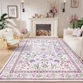 thumbnail image 2 of FULIE Rugs 5'x8'Soft Boho Rug Foldable Carpet Non-Slip Rug for Living Room,Purple, 2 of 7