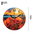 thumbnail image 2 of 16 Inch Wall Clock Battery Operated Silent Clock Decorative for Office, Kitchen, Outdoor, Living Room，Oil Panting Poppy Pattern, 2 of 4