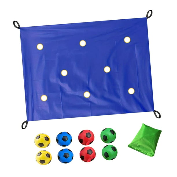 Juego de trabajo en equipo con lona perforada, juego interactivo de trabajo en equipo al libre, actividades de ejercicio para parques, gimnasios, azul