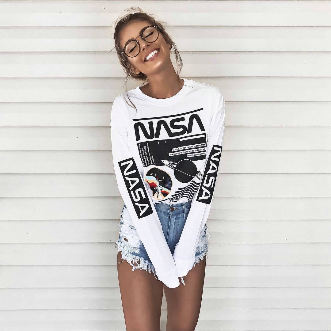 Women's NASA Planet Printed Cotton Long-Sleeve T-shirt - Walmart.com
