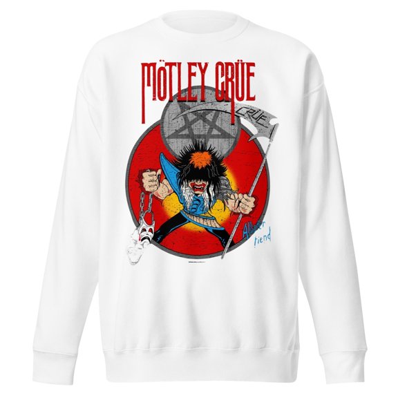 Motley Crue Allister Reaper Jumbo Print Unisex Sweatshirt - White - Small