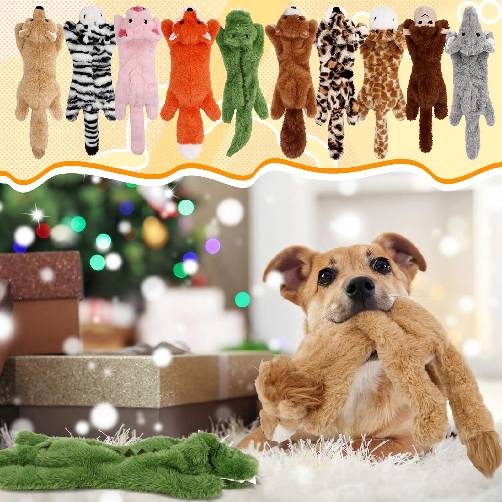 10 Soft Dog Squeaky Toys No Stuffing Crinkle For Aggressive Chewers Durable Plush Puppy Squeak Animals Small Medium Large Pets  10 Styles (cute Style)