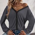 thumbnail image 4 of Babysbule Women's Tops, Jackets& Coat Fashion Women's Fashion Casual Color Matching Button Long Sleeve Cardigan Top Blouse, 4 of 9