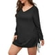 thumbnail image 1 of Vestido, Vestido de manga larga para mujer con cordón con cuello en V y minivestido de talla grande Meterk Negro/Extragrande, 1 of 7