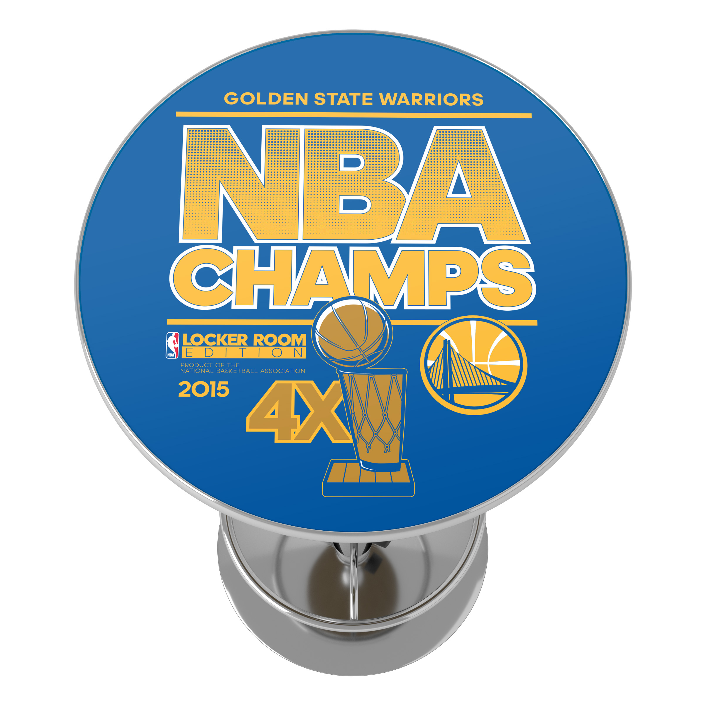Golden State Warriors NBA Champs Bar Table with Adjustable Footrest and Acrylic Top