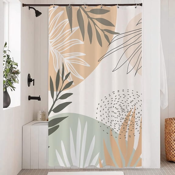 Stall Small Shower Curtain Sage Green Abstract Boho Shower Curtain for Bathroom Set Half Narrow Walkin Standing Fabric Waterproof Shower Curtain for Bathtub Decoration 39x72 Inch with Hooks