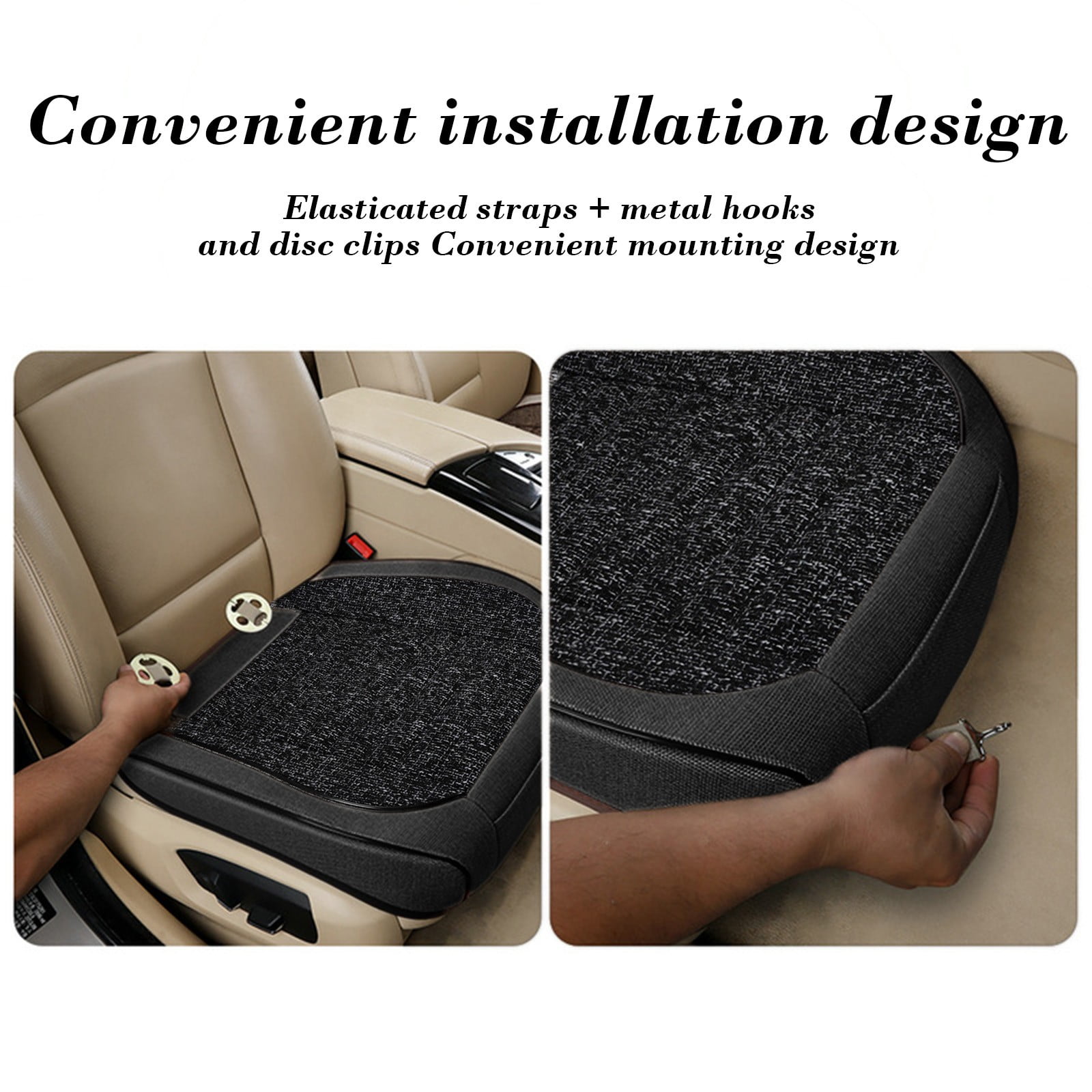 Breathable Linen Car Seat Cover Fully Enclosed Cushion, All Season for Car 20.5x20.5 Inch Easy Fit