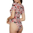 thumbnail image 2 of Gukieu Cute ladybugs red Print Women's Short Sleeve Bodysuit, Round Neck Snap-on Bodysuit, Suitable for Adult Women-, 2 of 7
