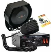 Evershine Signal 12V 100W Police Siren PA System Kit with Heavy Duty Siren Amplifier Flat Speaker Hanheld Mirophone 7 Tones Warning Emergency Siren for Vehicles Tow Truck UTV ATV Van Car POV RV