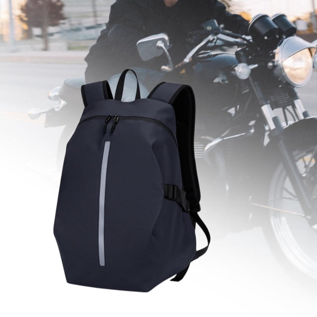 Mochila para casco de motocicleta, mochila de ciclismo con tiras reflectantes, mochila impermeable multiusos para actividades al aire libre para adultos Negro