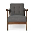 thumbnail image 6 of GDF Studio Merion Mid Century Modern Fabric Tufted Club Chair, Dark Gray and Brown, 6 of 6