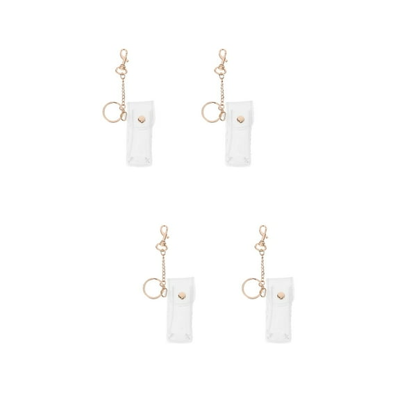 2 Pieces Lipstick Balm Cover Handbag Hanging Keychain Clear Gloss Lanyards Travel