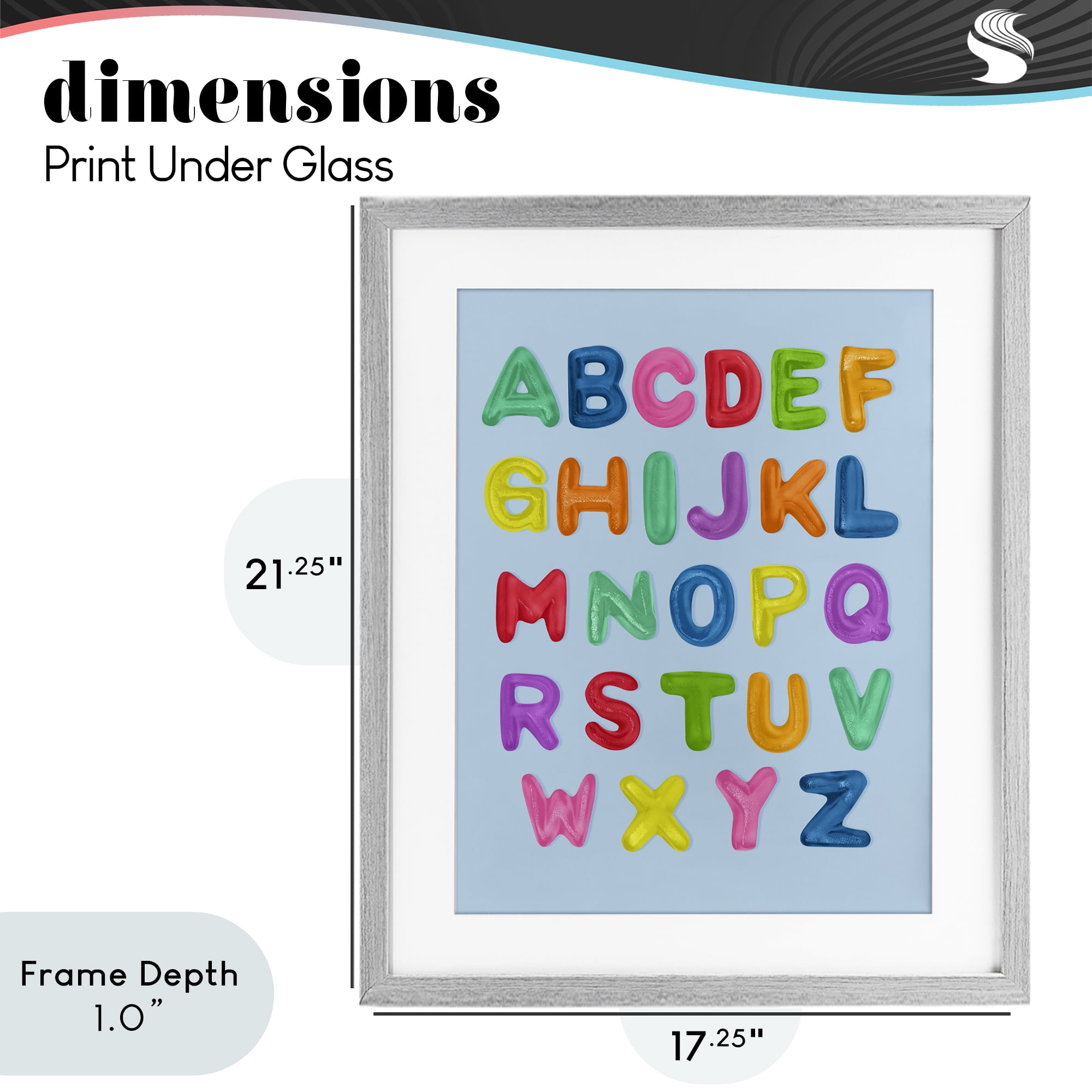 Stupell Industries Gummy Candy Alphabet Gray Framed Print Under Glass, design by LISH Creative