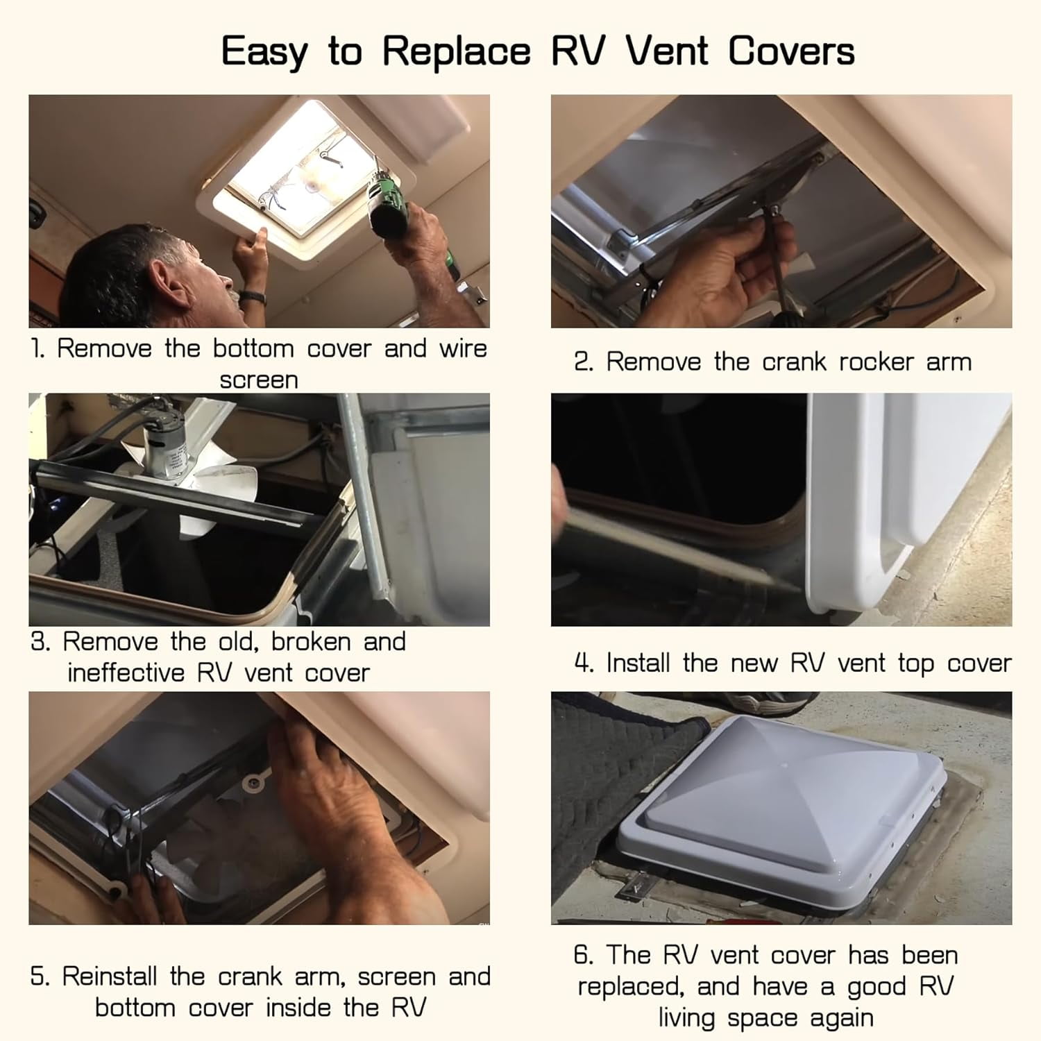Binaxon 14" x 14" RV Trailer Campe Motorhome RV Roof Vent Cover -Vent Lid White 1-Pack