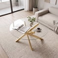 thumbnail image 3 of Costway 31.5” Glass Coffee Table with Tempered Glass Top & Geometric Gold Metal Frame Transparent & Gold, 3 of 10
