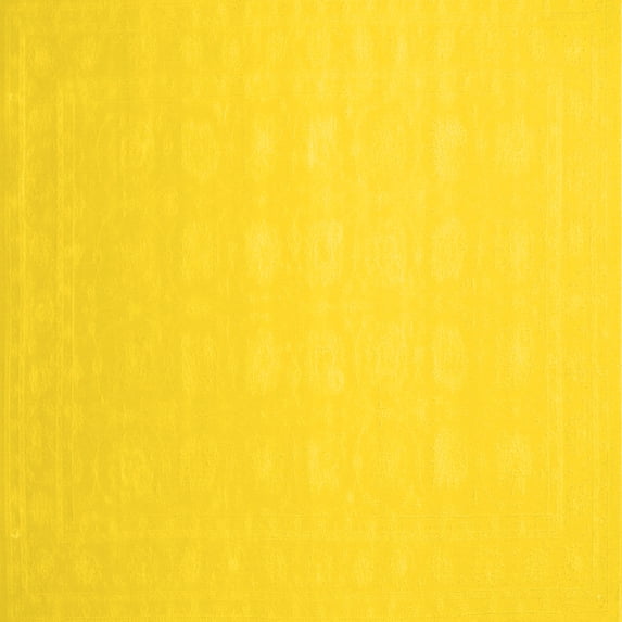 Ahgly Company Indoor Square Solid Yellow Modern Area Rugs, 6' Square