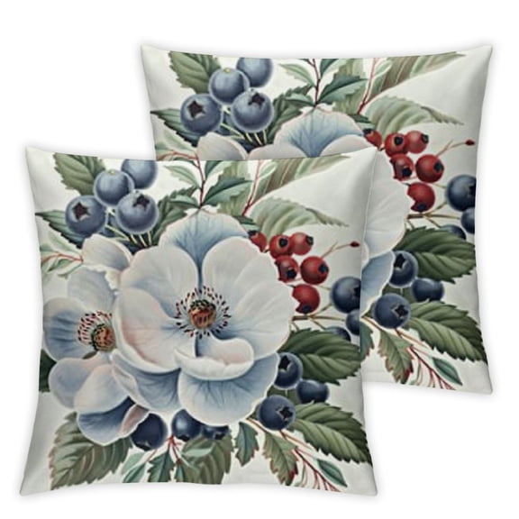 Blue White Rose Throw Pillow Covers - Vivid Classy Sofa Bed Decoration , Modern SquareCushion Cover Sets - Four Pillows