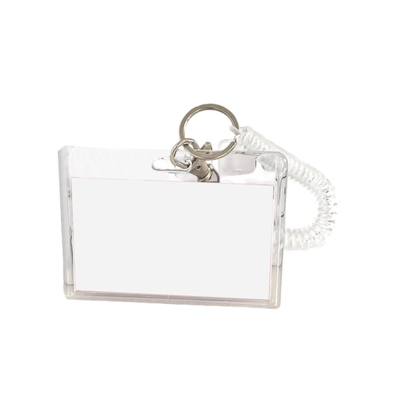 Acrylic Card Case With Spring Cord and Keychain Hook Water Resistant Card Protector For School and Travel