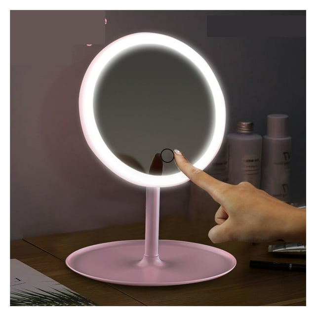 LED Makeup Mirror With Light Lamp With Storage Desktop Rotating Cosmetic Mirror Light Adjustable Dimming USB Vanity Mirror ,Widely Use