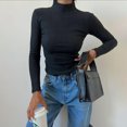thumbnail image 4 of Blotona Womens Turtleneck Sweaters Casual Essential Solid Color Thumb Hole Long Sleeve Ribbed Knitted Pullover Jumper Tops, 4 of 5