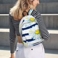 thumbnail image 5 of Bixox Daisy Striped Nautical Printing Canvas Backpack Lightweight Casual Travel Backpack School Backpack Fits 15.6 Inch Notebook, 5 of 5
