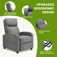 thumbnail image 3 of Gianna Massage Recline Chair with Padded Seat and Massage Backrest, Grey, 3 of 5
